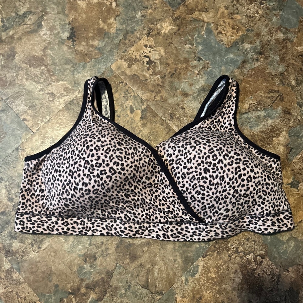 Joyspun Wireless Maternity Bralette Womens Size XXL Brown Leopard Wirefree Bra